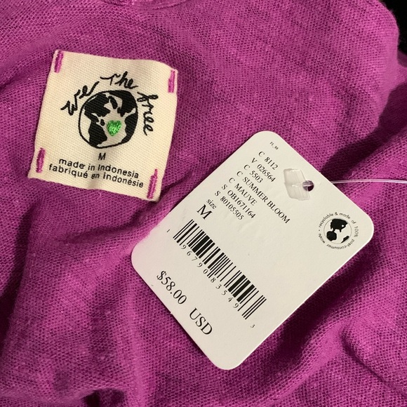 FREE PEOPLE Rosie Drop Waist Tank Summer Bloom Fuchsia We The Free NWT - Picture 6 of 8